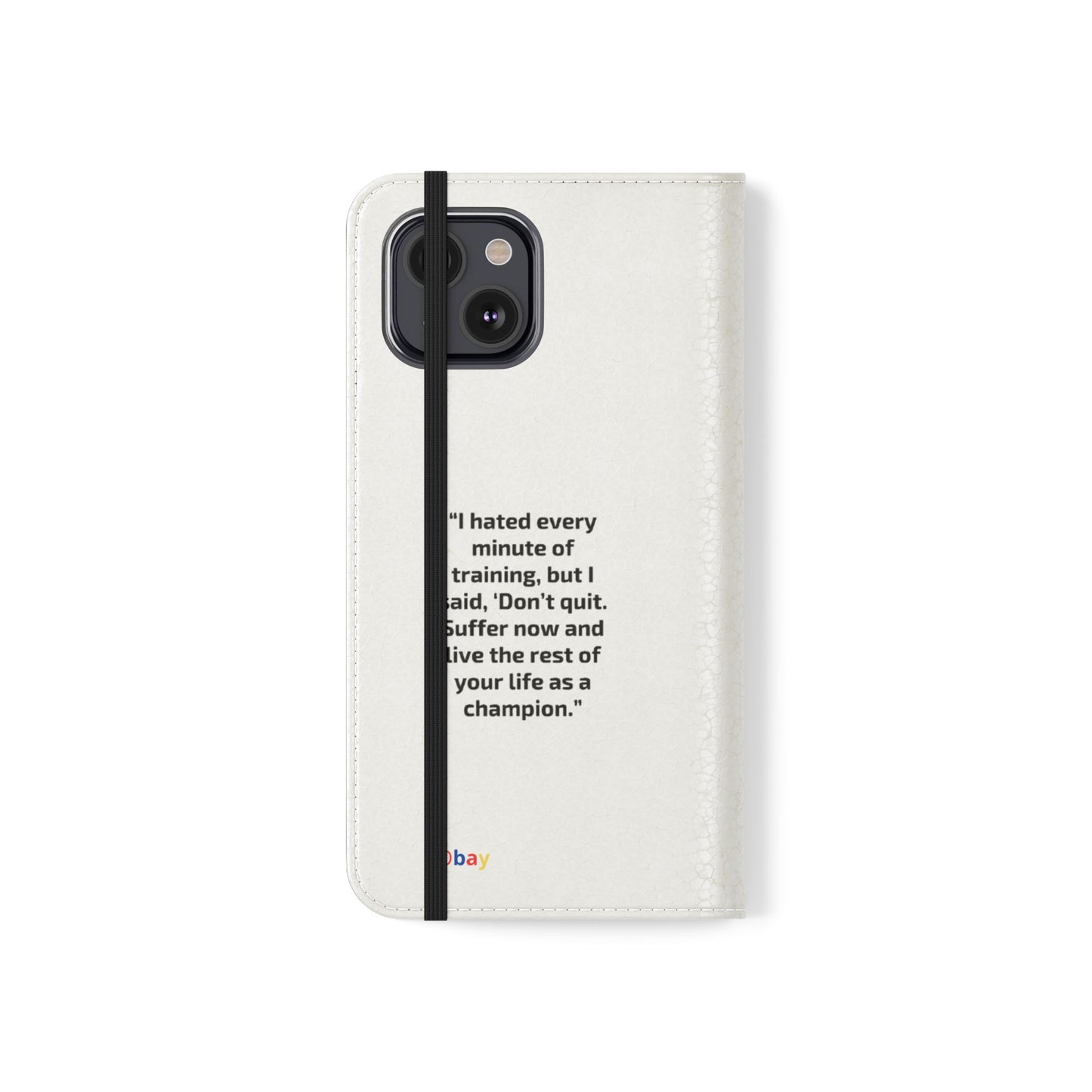 Champion's Motivational Flip Case | Inspirational Quote Phone Accessory for Fitness Enthusiasts