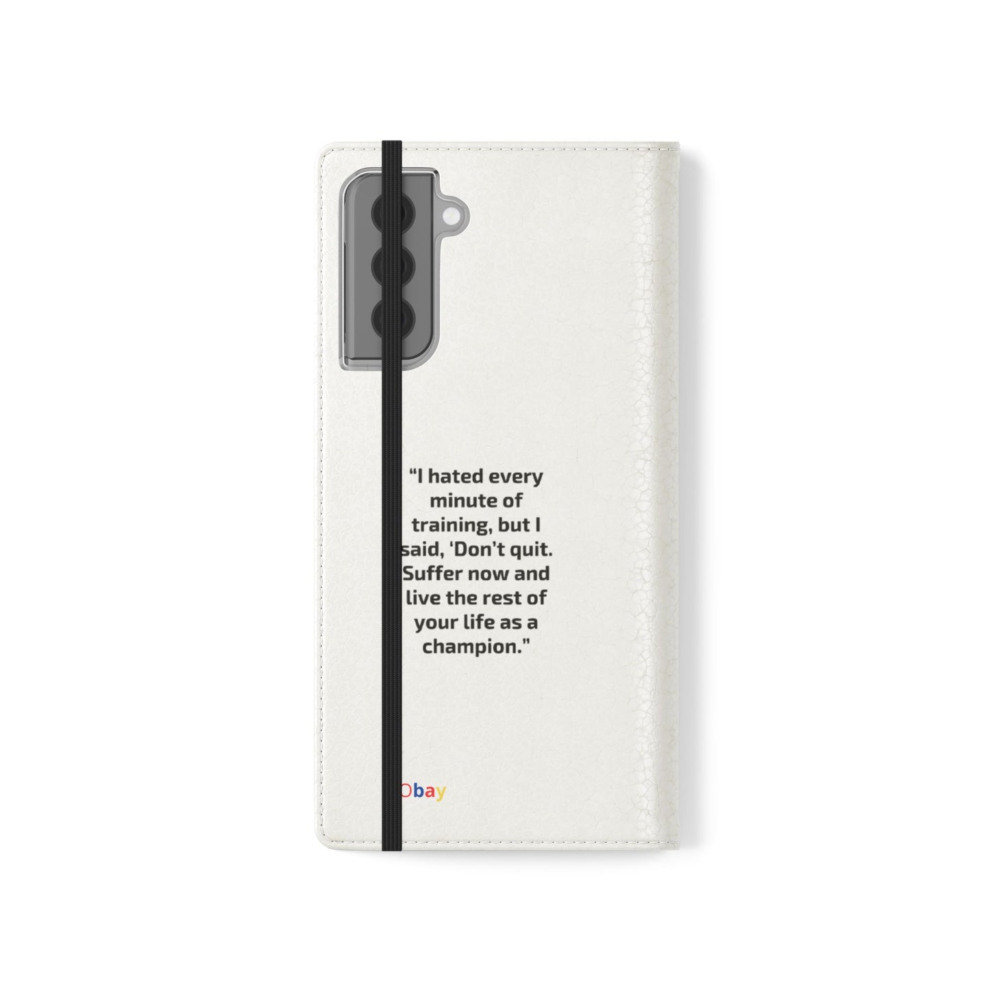 Champion's Motivational Flip Case | Inspirational Quote Phone Accessory for Fitness Enthusiasts