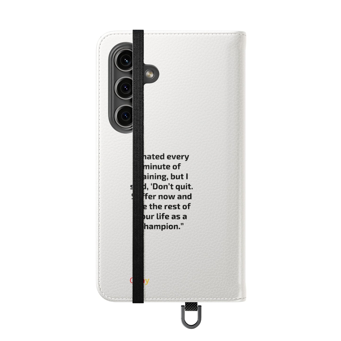Champion's Motivational Flip Case | Inspirational Quote Phone Accessory for Fitness Enthusiasts