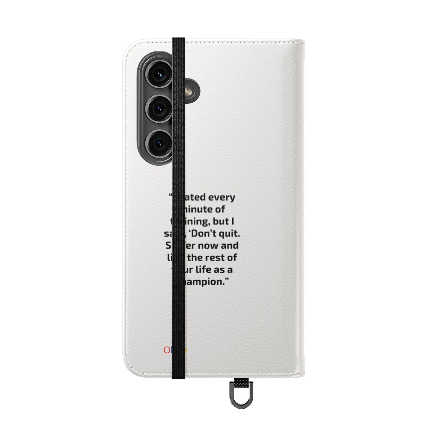 Champion's Motivational Flip Case | Inspirational Quote Phone Accessory for Fitness Enthusiasts