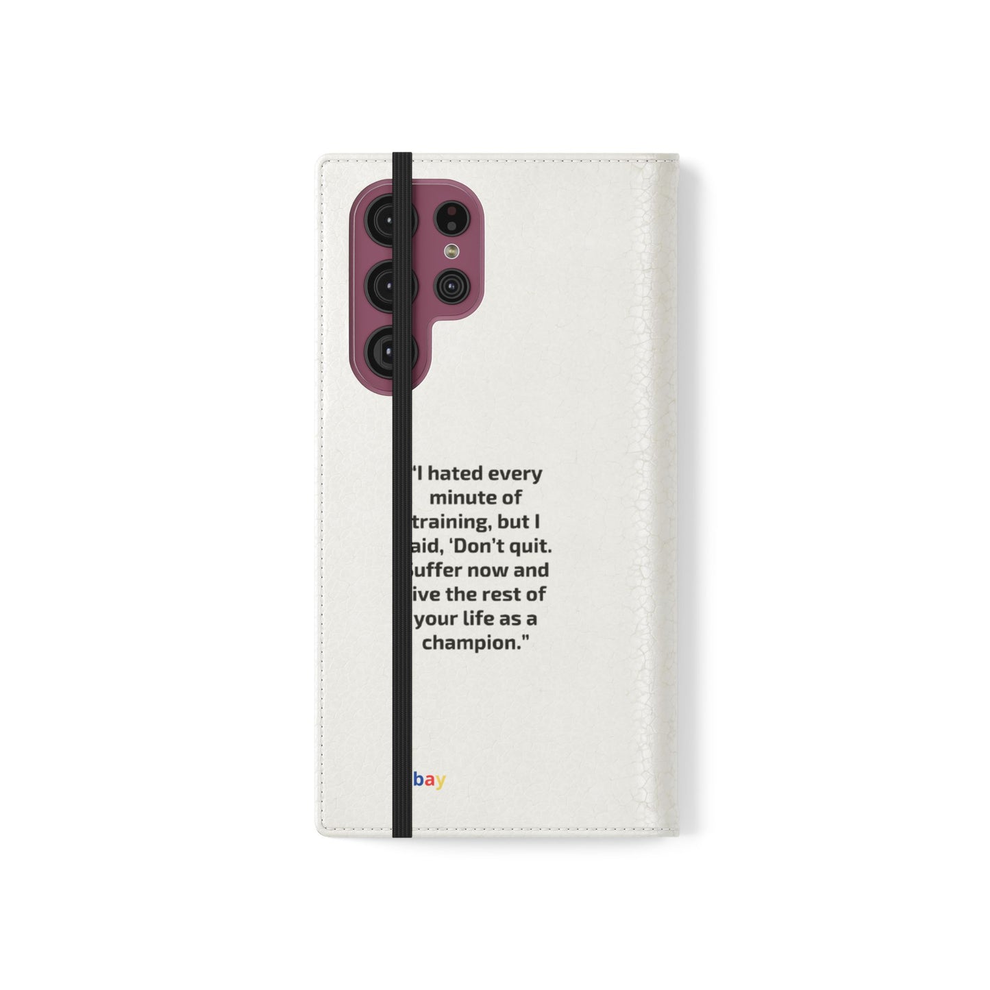 Champion's Motivational Flip Case | Inspirational Quote Phone Accessory for Fitness Enthusiasts