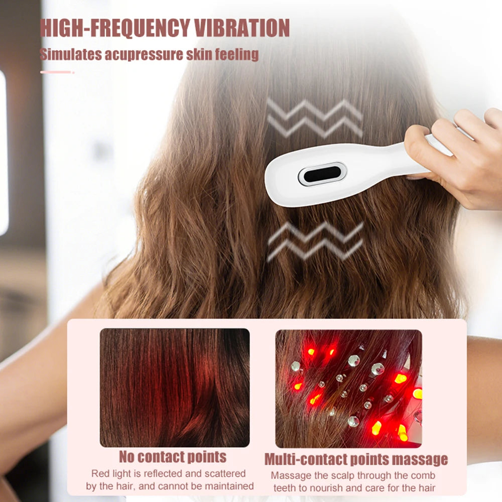Electric Scalp Massage Comb | LED Light Therapy | Vibration Massage - BeautyEnhanced