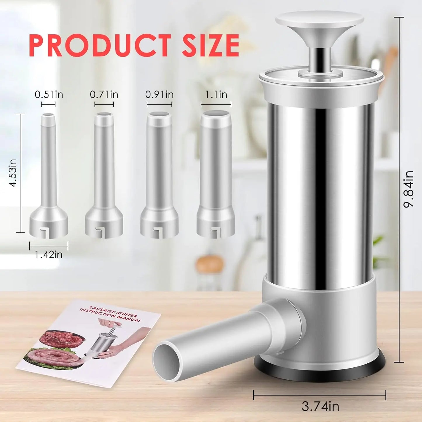 Stainless Steel Sausage Meat Stuffer | Vertical Sausage Maker for Homemade Sausages