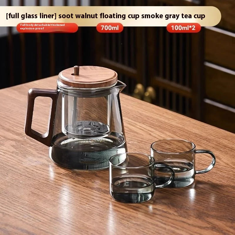 Premium Kung Fu Tea Set - Elegant Transparent Teapot & Walnut Cups - Top-Rated Favorite