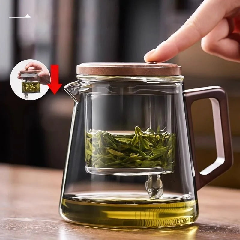 Premium Kung Fu Tea Set - Elegant Transparent Teapot & Walnut Cups - Top-Rated Favorite