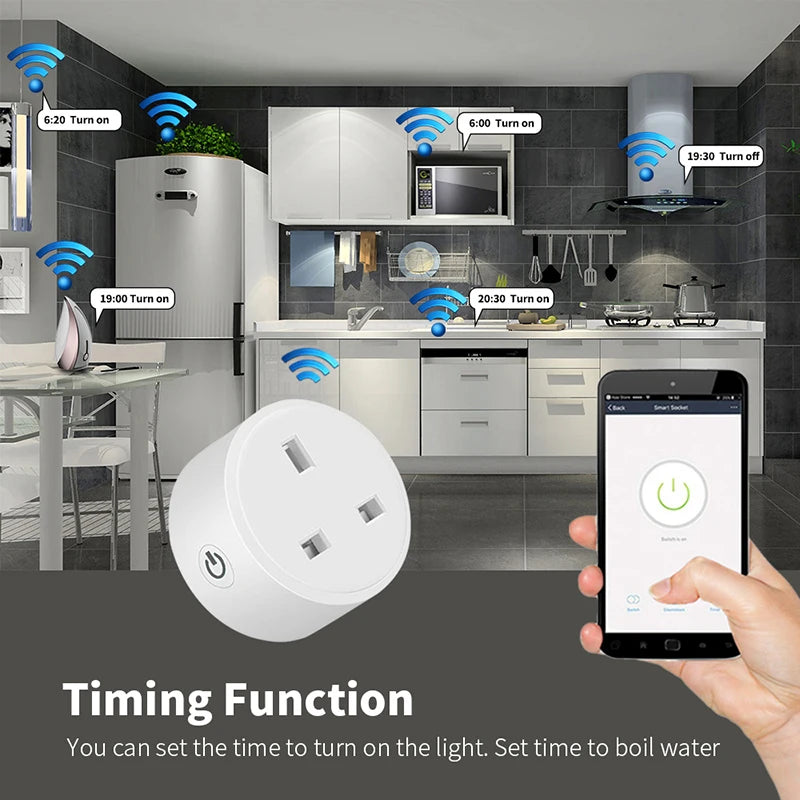 Smart WiFi Plug with Power Monitor - 20A UK Socket