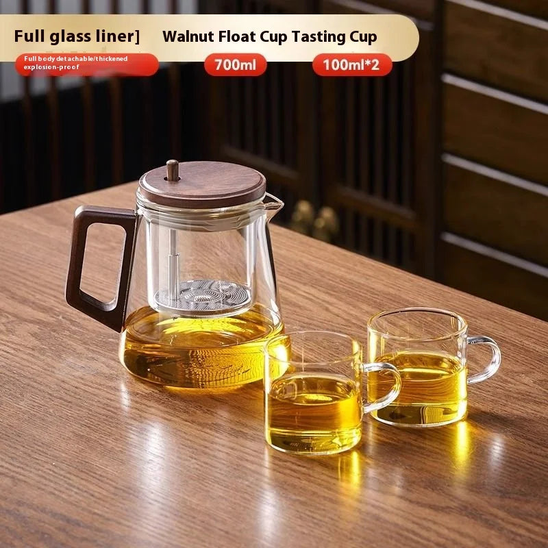 Premium Kung Fu Tea Set - Elegant Transparent Teapot & Walnut Cups - Top-Rated Favorite