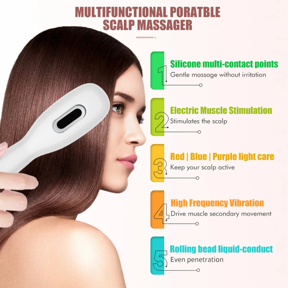 Electric Scalp Massage Comb | LED Light Therapy | Vibration Massage - BeautyEnhanced
