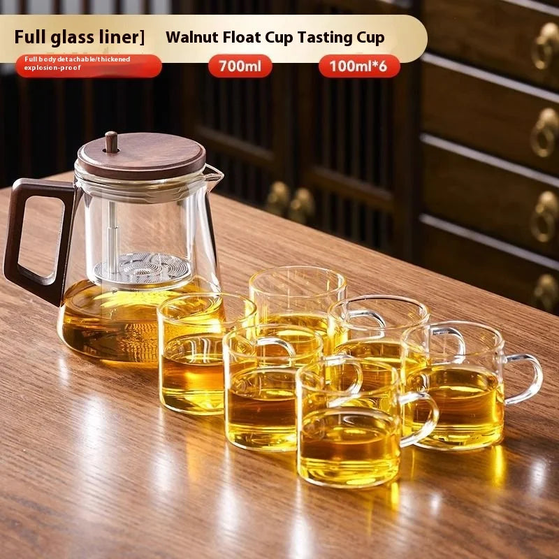 Premium Kung Fu Tea Set - Elegant Transparent Teapot & Walnut Cups - Top-Rated Favorite