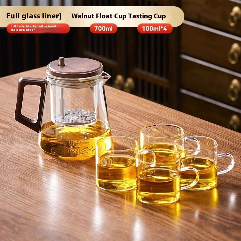 Premium Kung Fu Tea Set - Elegant Transparent Teapot & Walnut Cups - Top-Rated Favorite