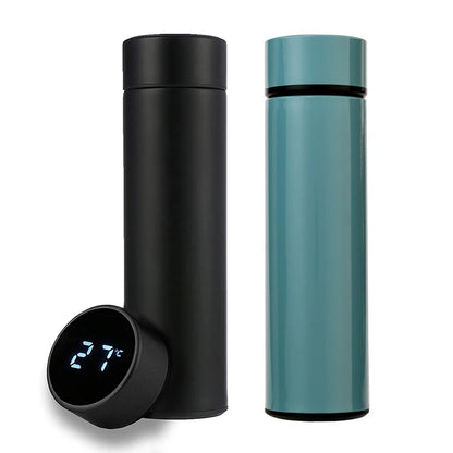 Stainless Steel Smart Water Bottle, Leak Proof, Double Walled, Keep Drink Hot & Cold, LCD Temperature Display - HydrateTech