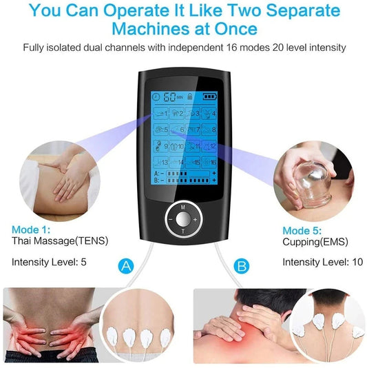 Electric Tens Relax Muscle Stimulator - 16 Modes for Ultimate Relaxation - FitUp