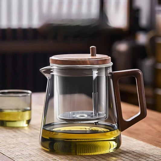 Premium Kung Fu Tea Set - Elegant Transparent Teapot & Walnut Cups - Top-Rated Favorite