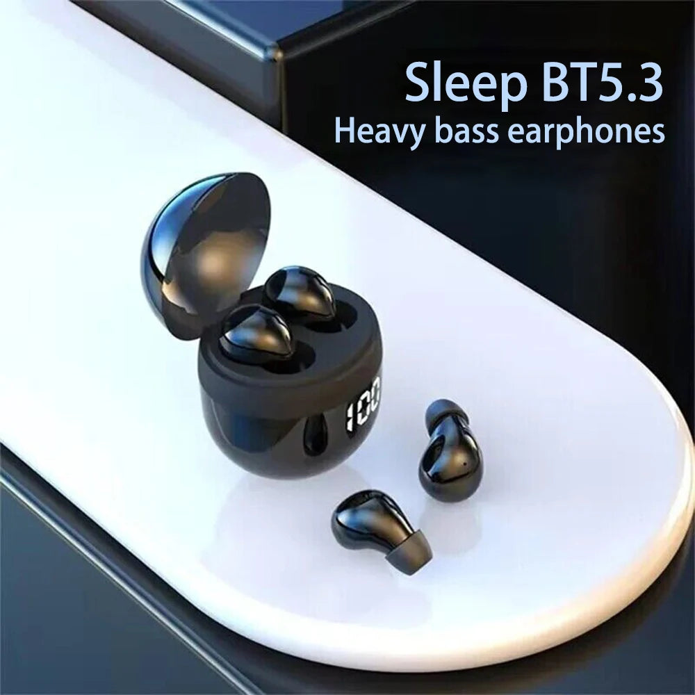 Wireless Bluetooth 5.3 Mini Headphones - Noise-Cancelling, Bass-Boosted Comfort for Sleep