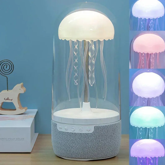 Creative Colorful Jellyfish Lamp Bluetooth Speaker Hi-Fi Stereo 1800mAh Sports Jellyfish Speaker with Lights for Home Office