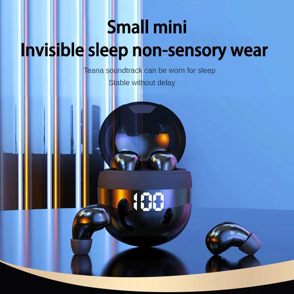 Wireless Bluetooth 5.3 Mini Headphones - Noise-Cancelling, Bass-Boosted Comfort for Sleep