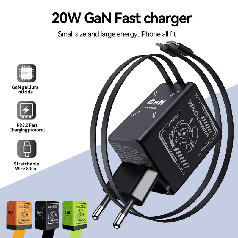 20W GaN Fast Charging Cable - USB-C to Lightning - Liquid Silicone Cable