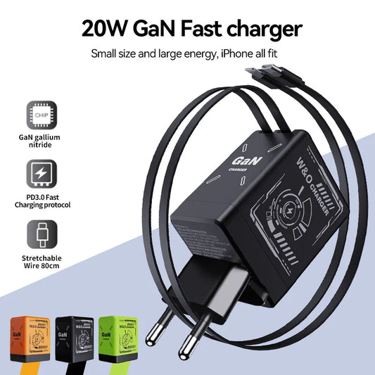 20W GaN Fast Charging Cable - USB-C to Lightning - Liquid Silicone Cable